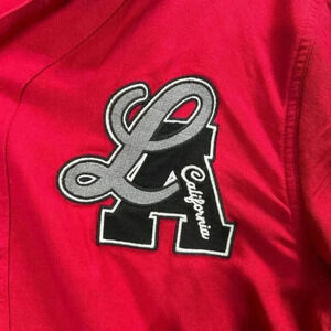 Hollister L Mens NWT LA California Ball Jersey Red Hooded Button Up Sweatshirt